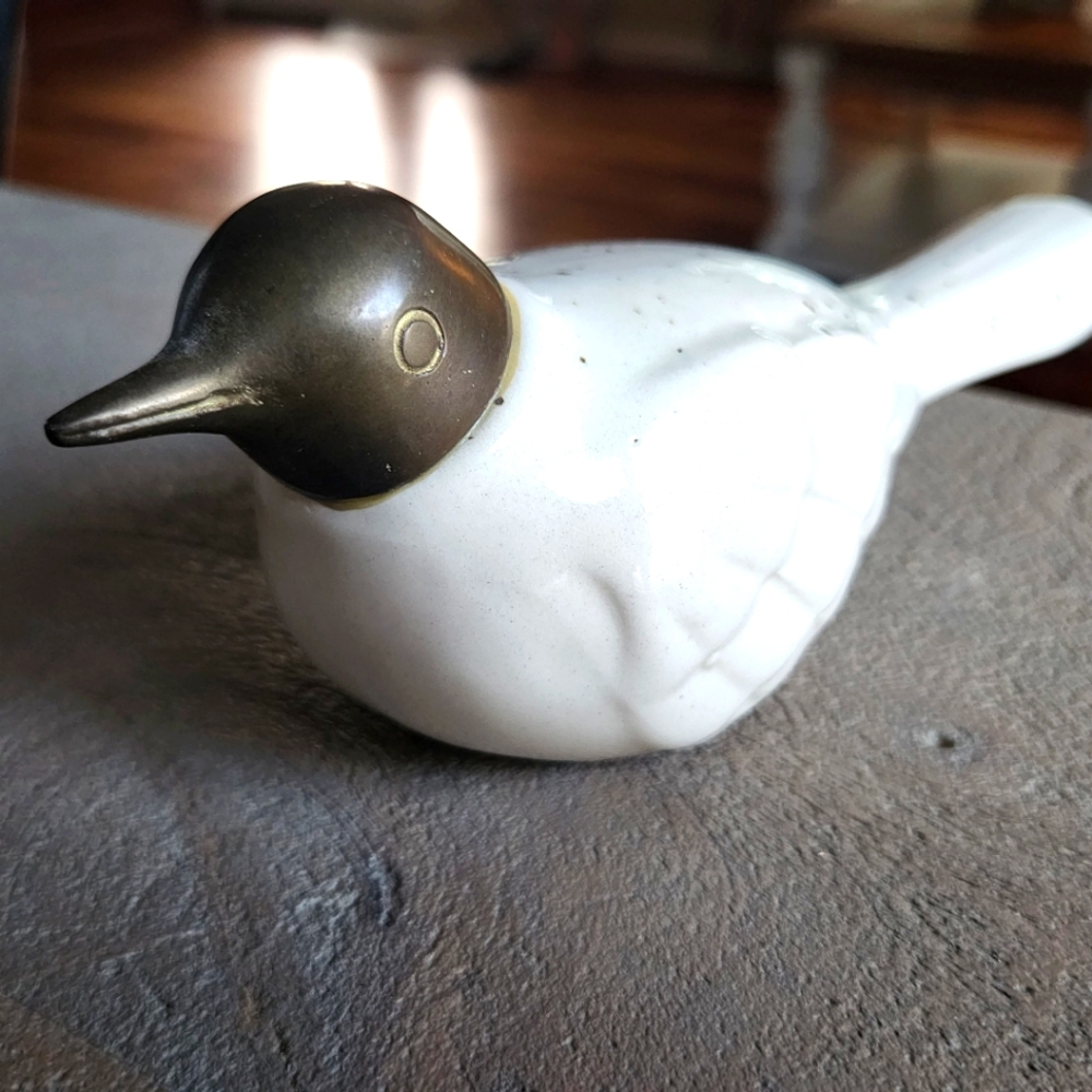 Vintage Ceramic & Brass Bird Sculpture - Mid-Century Modern Decorative Accent